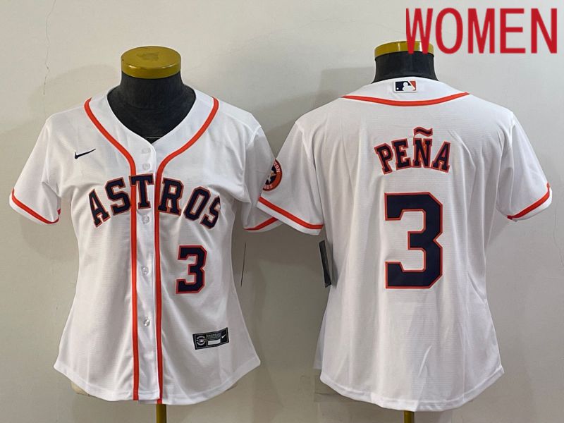 Women Houston Astros #3 Pena White Game Nike 2022 MLB Jersey->women mlb jersey->Women Jersey